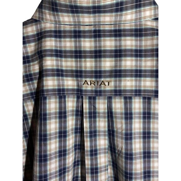 Ariat Men's Plaid Button-Down Shirt with Floral Contrast Cuffs Western Casual - Picture 8 of 9